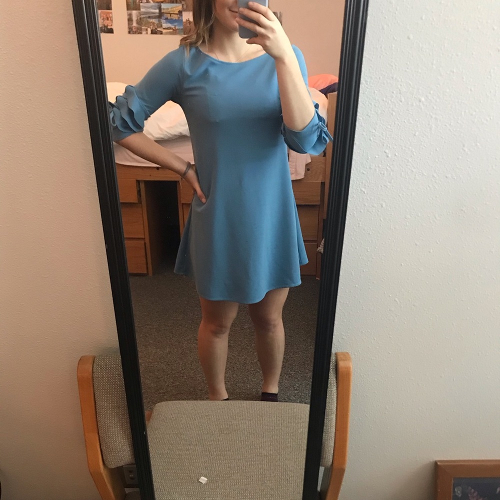 Light blue long sleeve mini dress